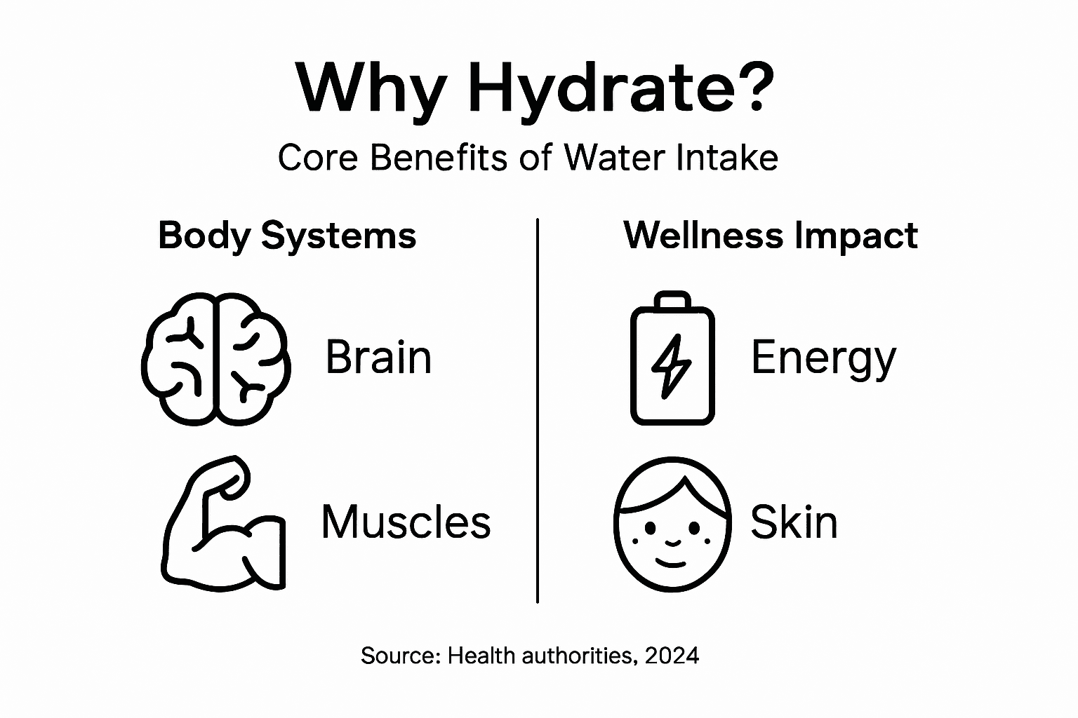 Infographic on hydration benefits and body impact