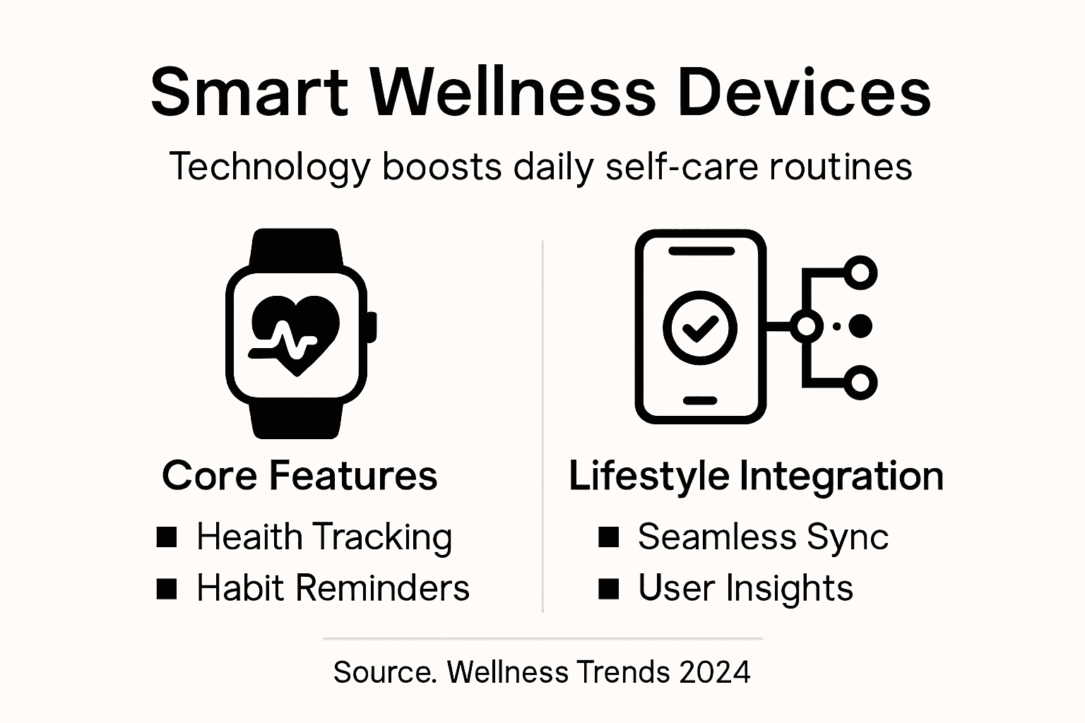 Infographic showing smart wellness device features