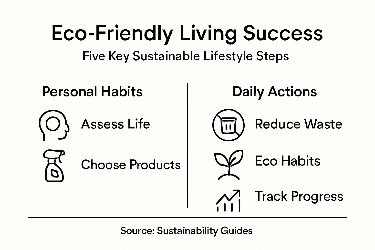 Infographic showing five steps for eco-friendly living