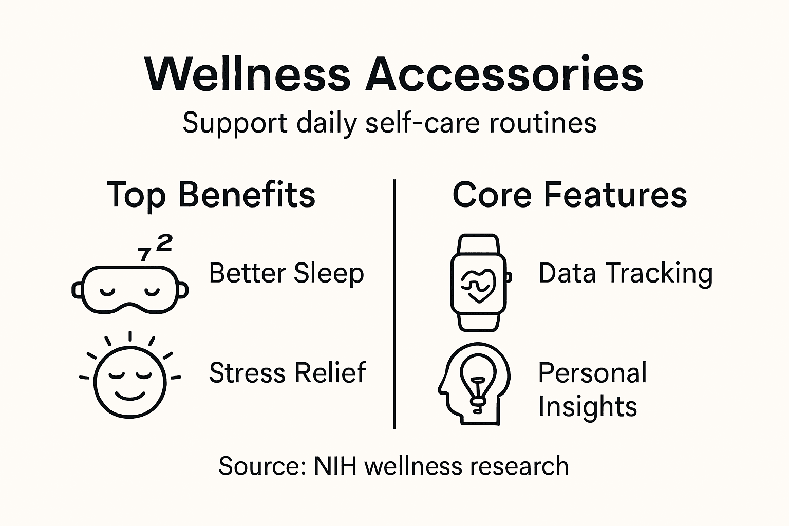 Infographic with benefits and features of wellness accessories