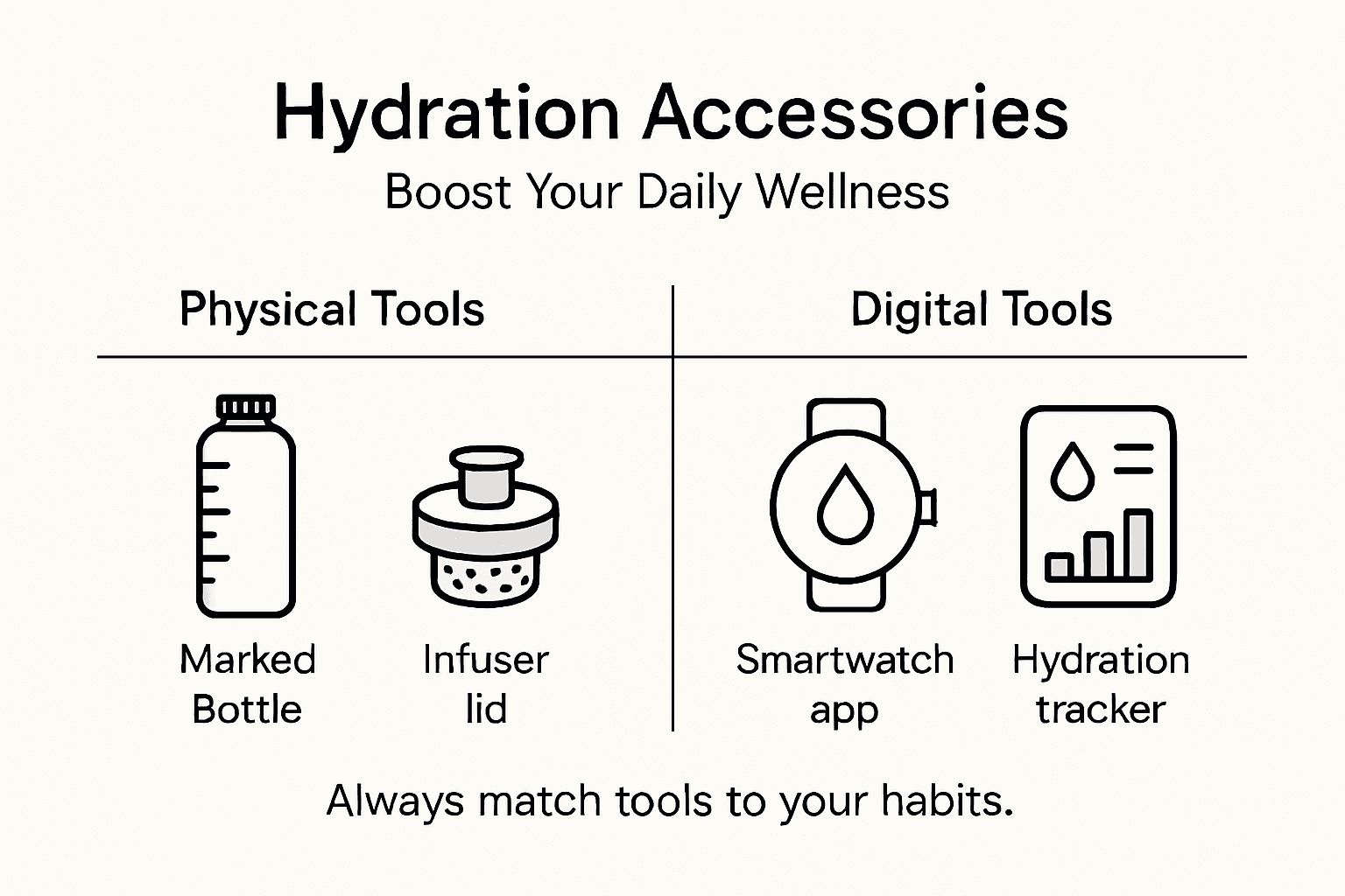 Infographic shows hydration accessory types and benefits
