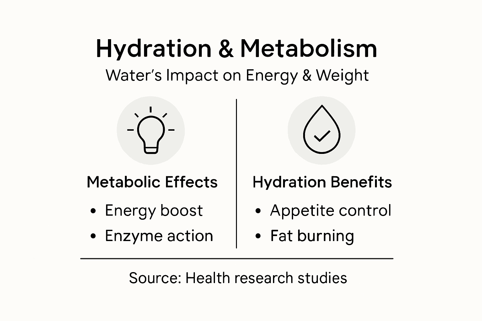 Hydration and metabolism key benefit infographic