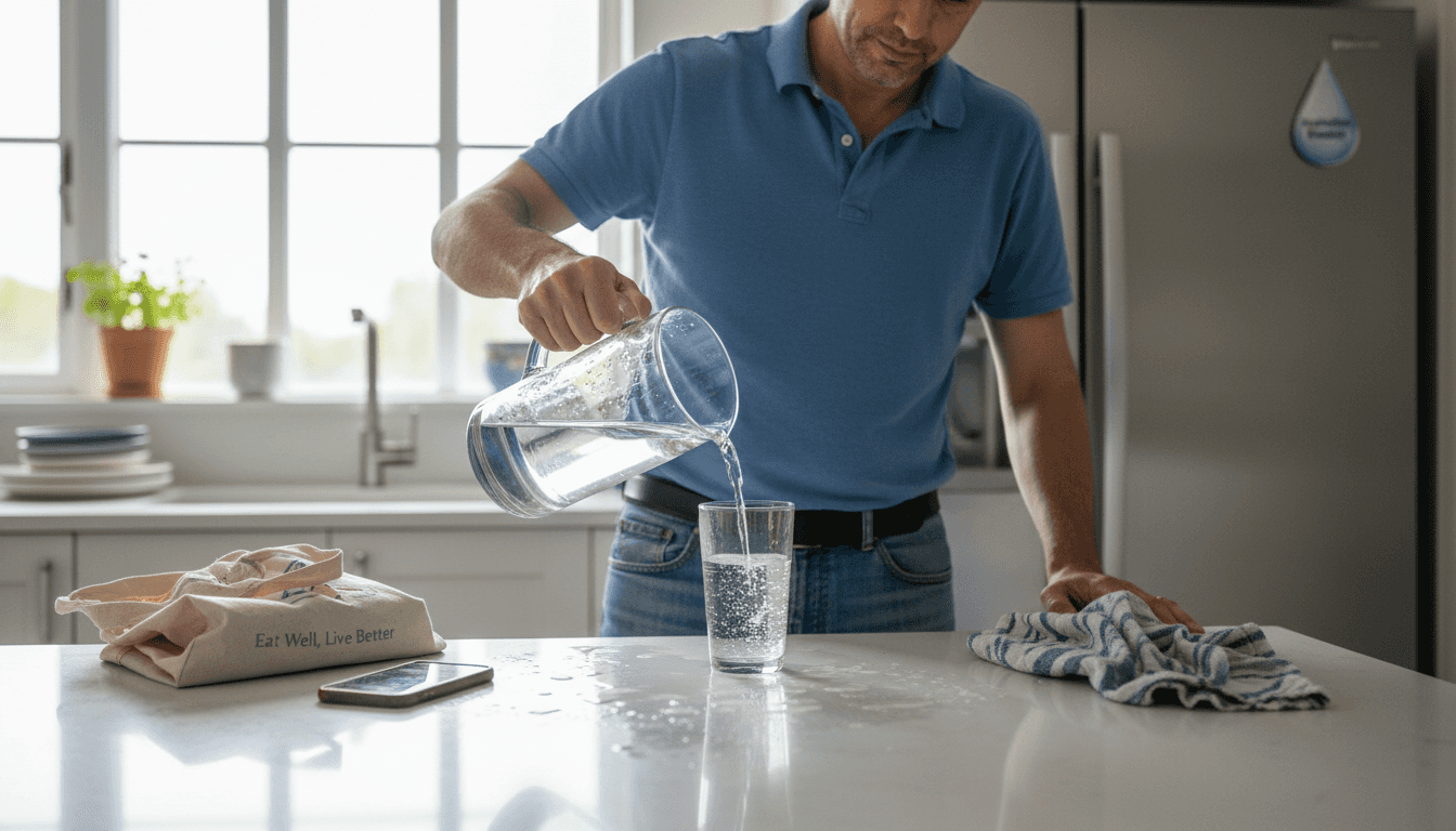 Man pouring cold water for thermogenesis