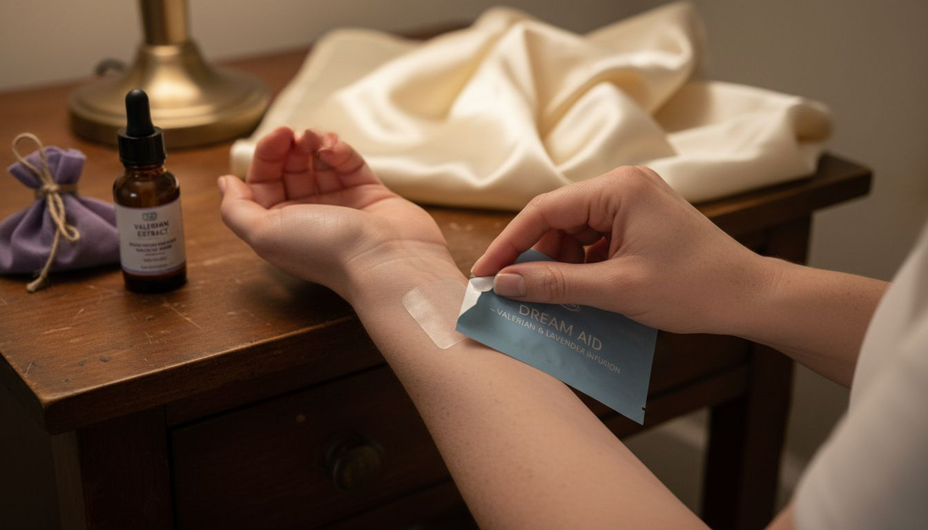 Sleep patch applied on wrist close-up
