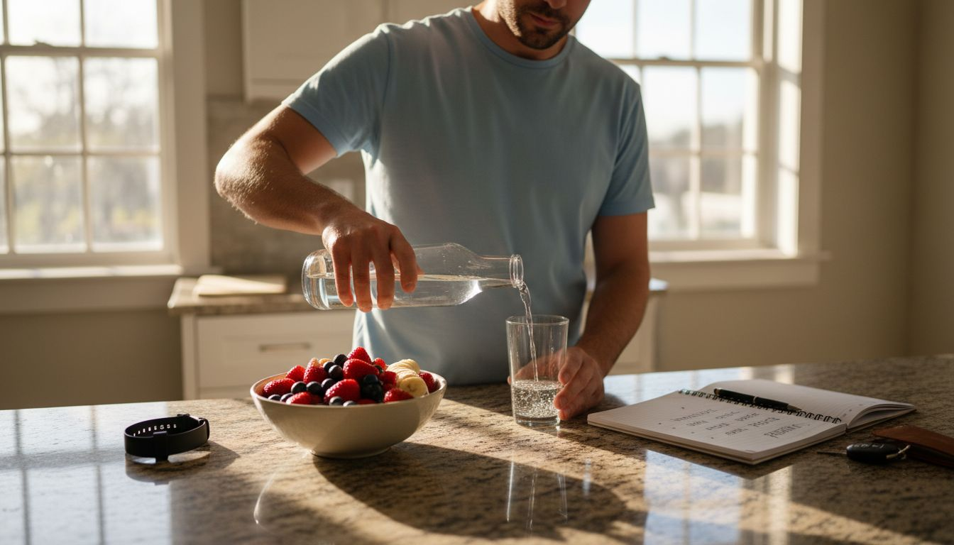 Morning hydration and wellness kitchen routine