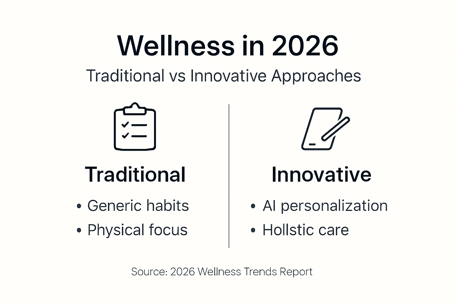 Infographic comparing traditional and innovative wellness approaches