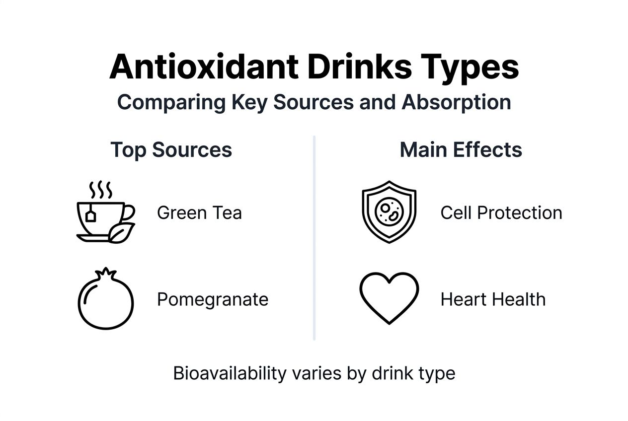Infographic comparing antioxidant drink types and benefits