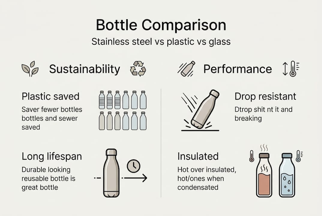 Infographic comparing bottle materials benefits