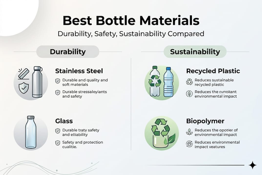 Infographic comparing bottle material sustainability and durability