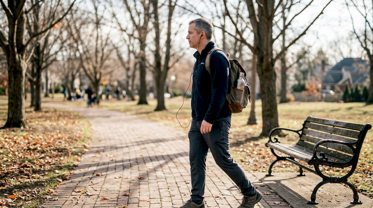 Man casually walking in local park