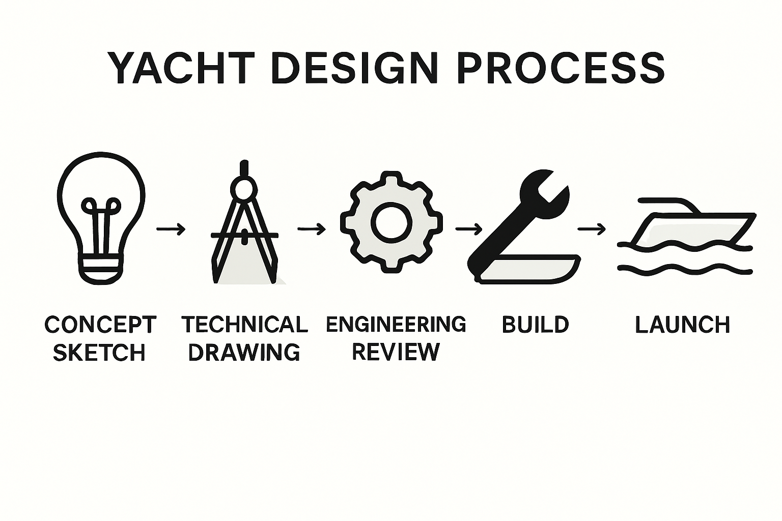 Infographic showing steps in yacht design