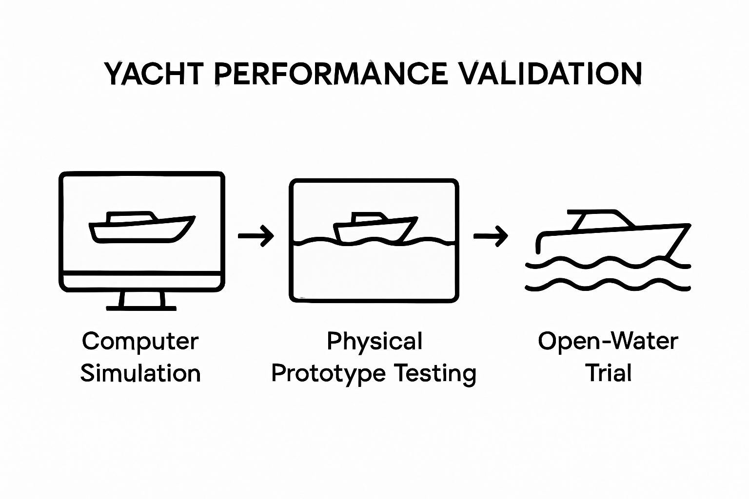 Infographic of yacht testing workflow stages