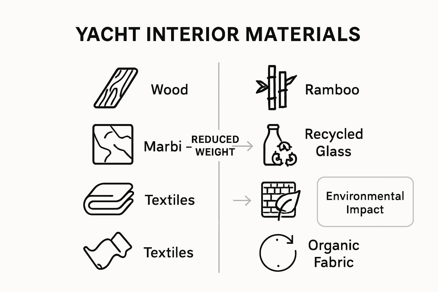 Infographic comparing yacht interior materials