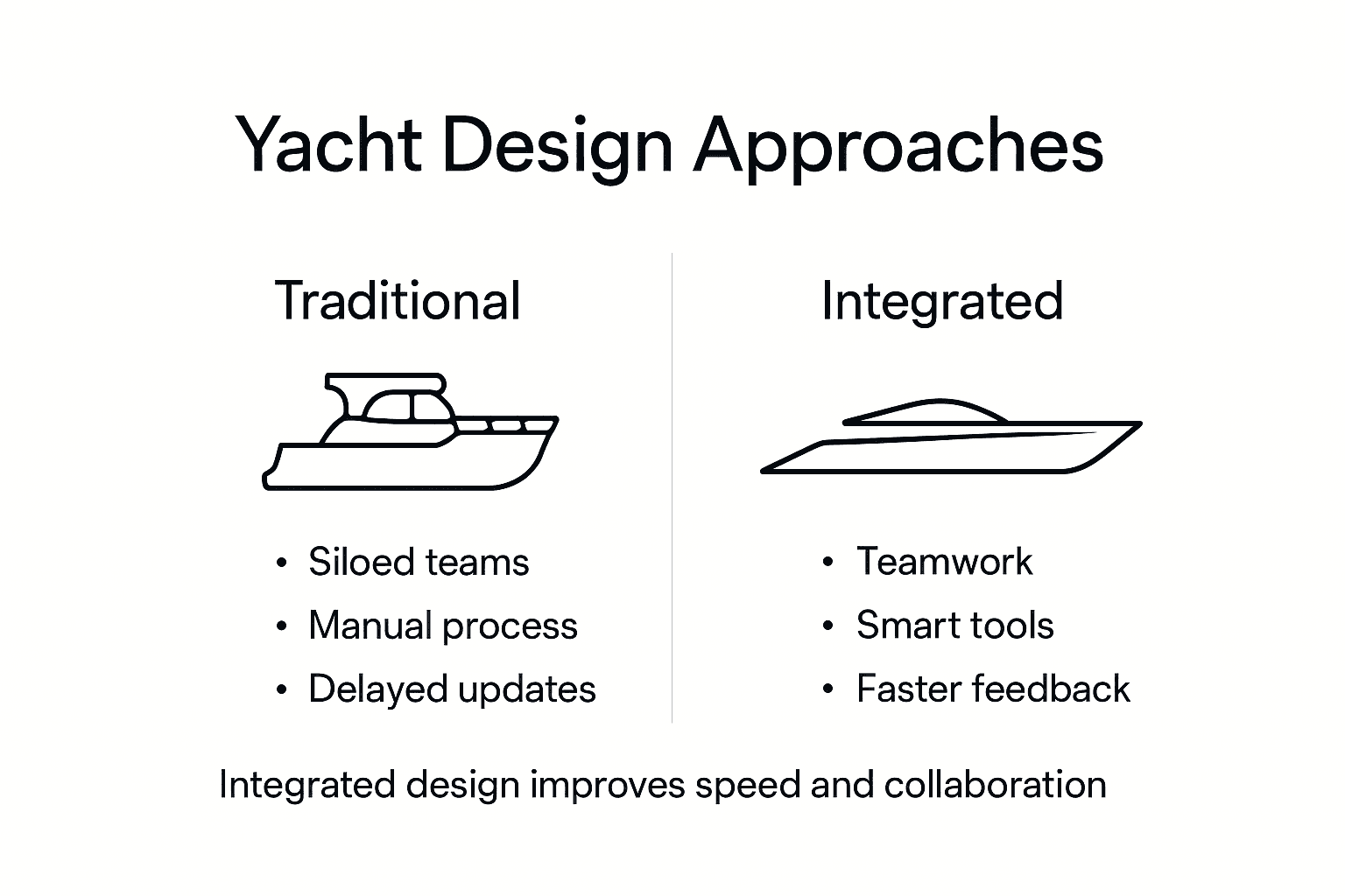 Infographic comparing yacht design methods