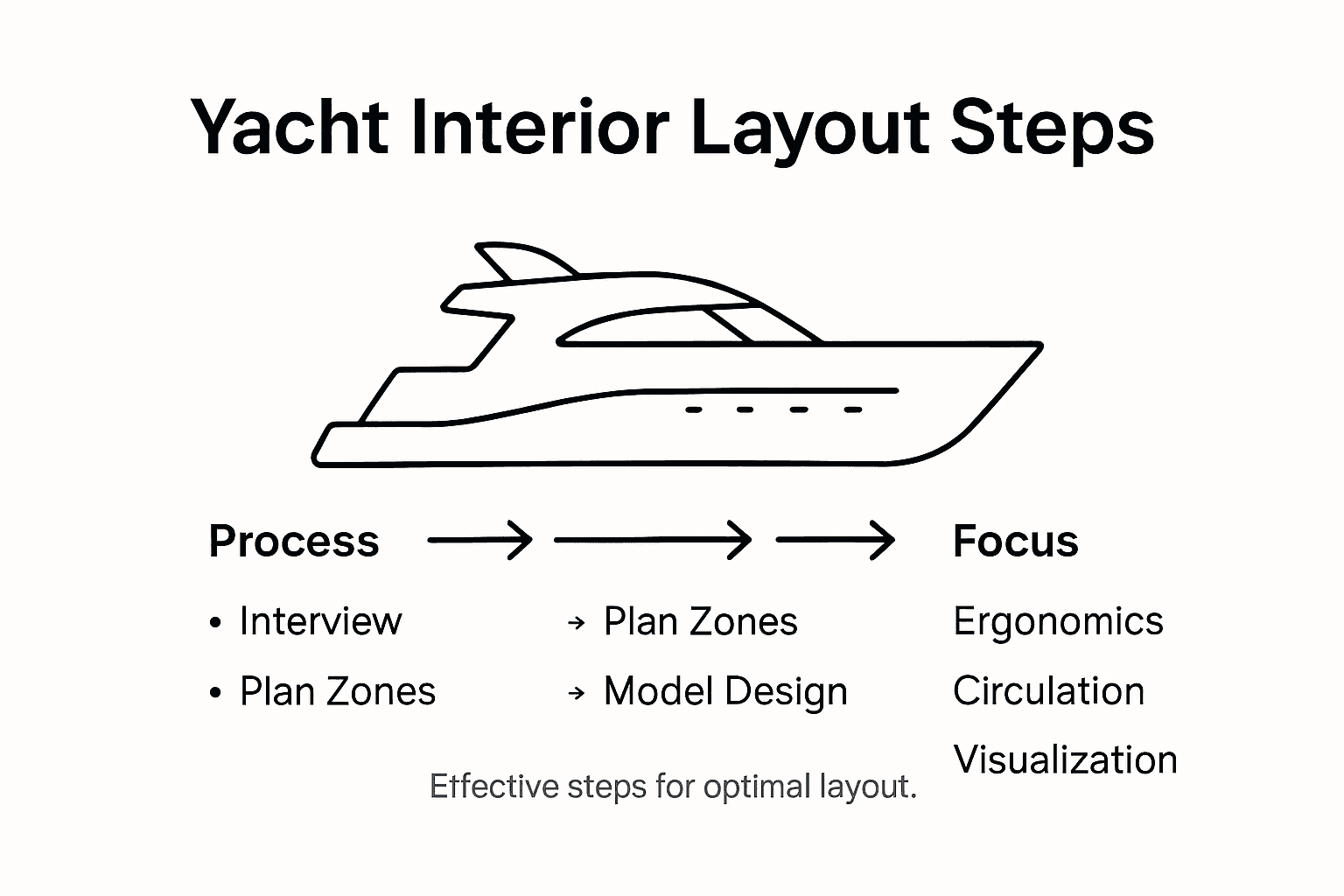 Infographic of yacht layout workflow steps