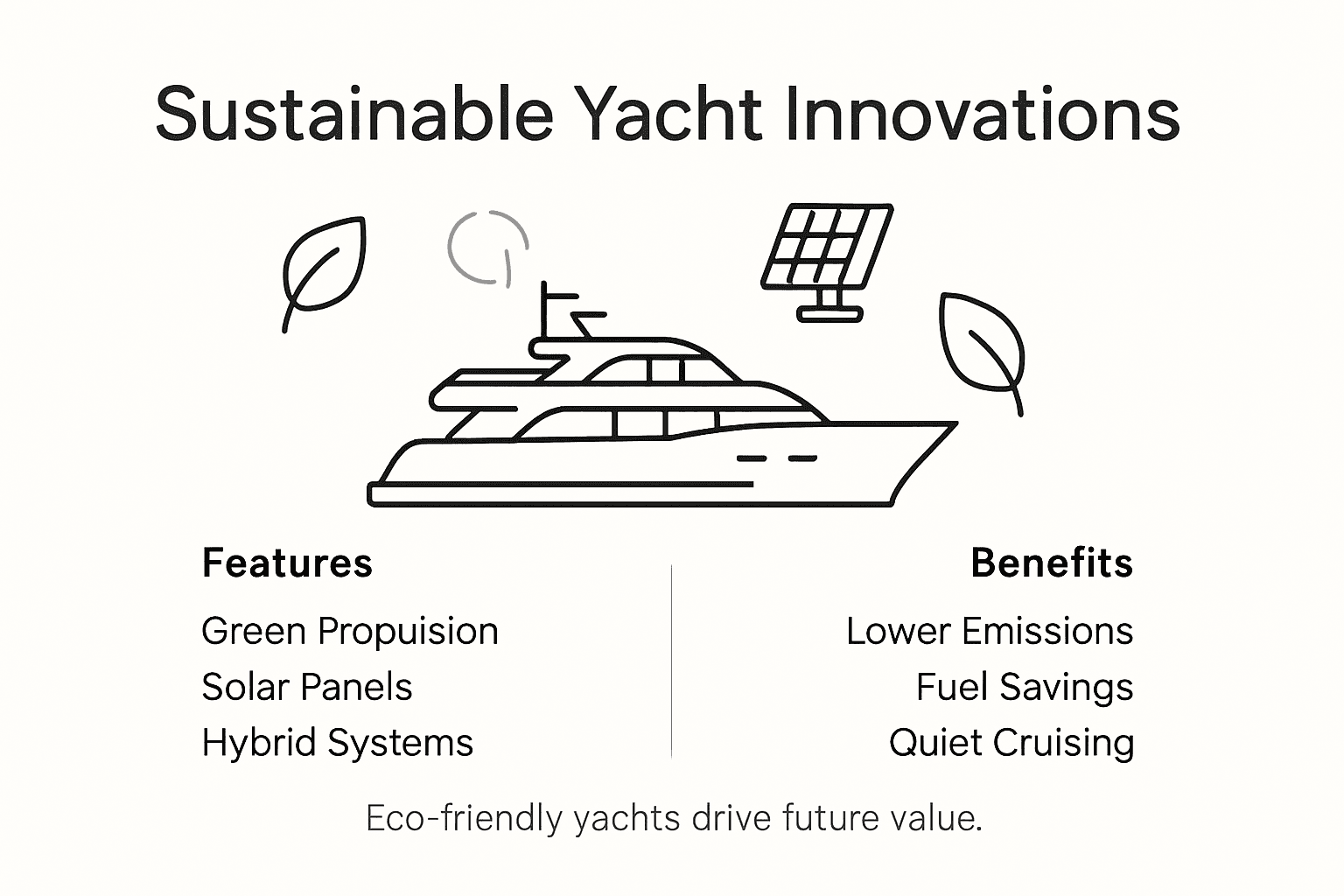 Infographic of sustainable yacht innovation features