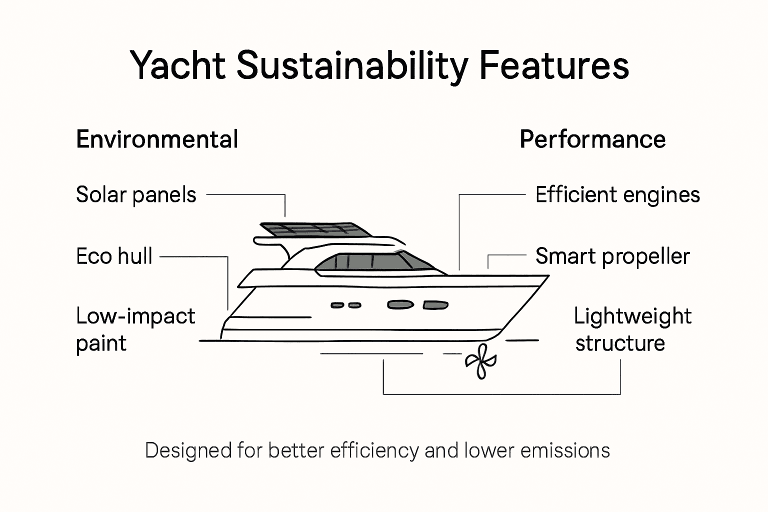 Infographic on yacht sustainability and features