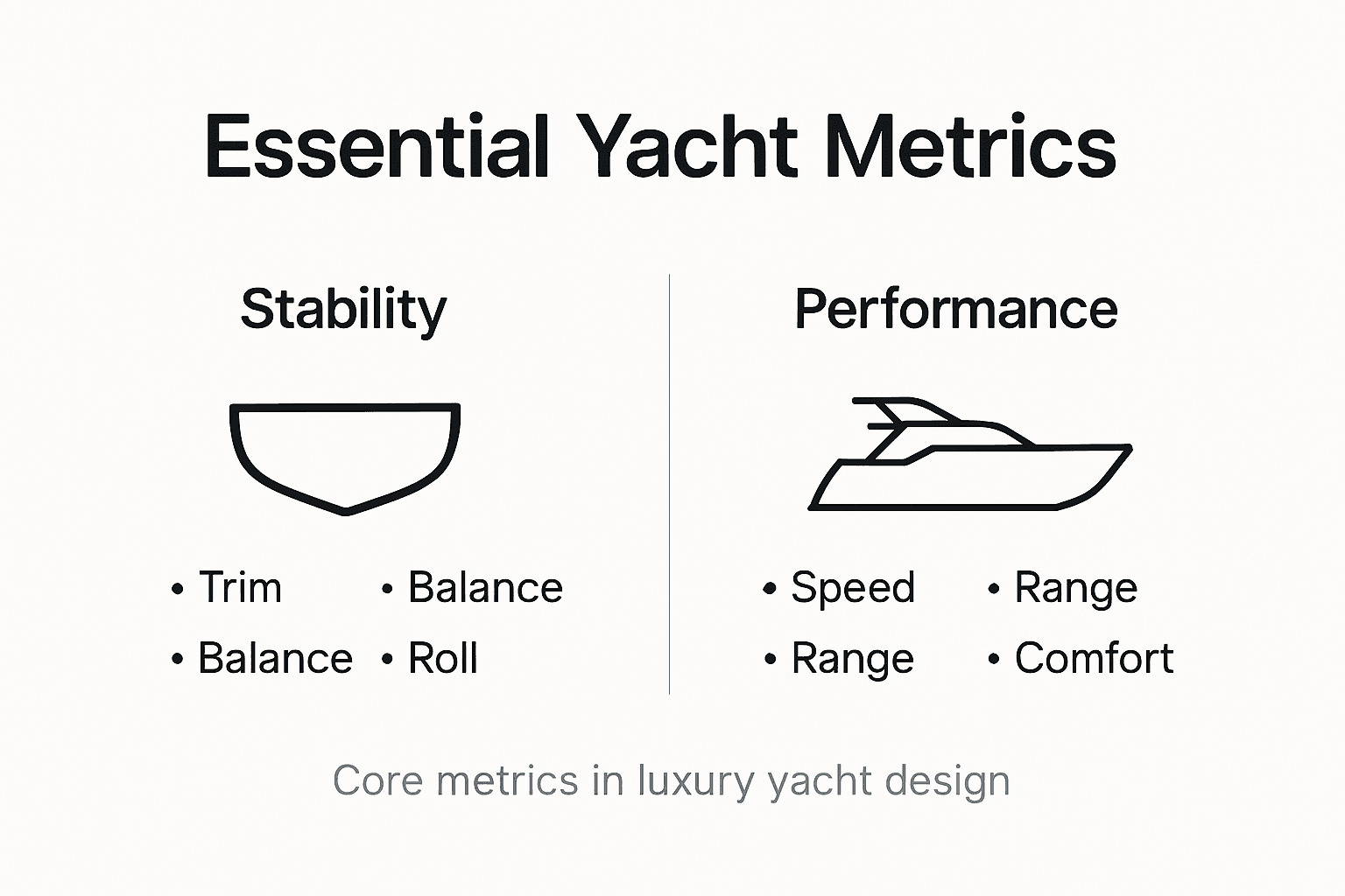 Infographic on yacht performance and stability metrics