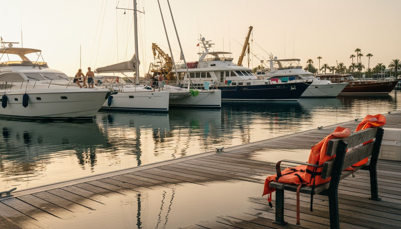 Lineup of varied yacht designs at marina