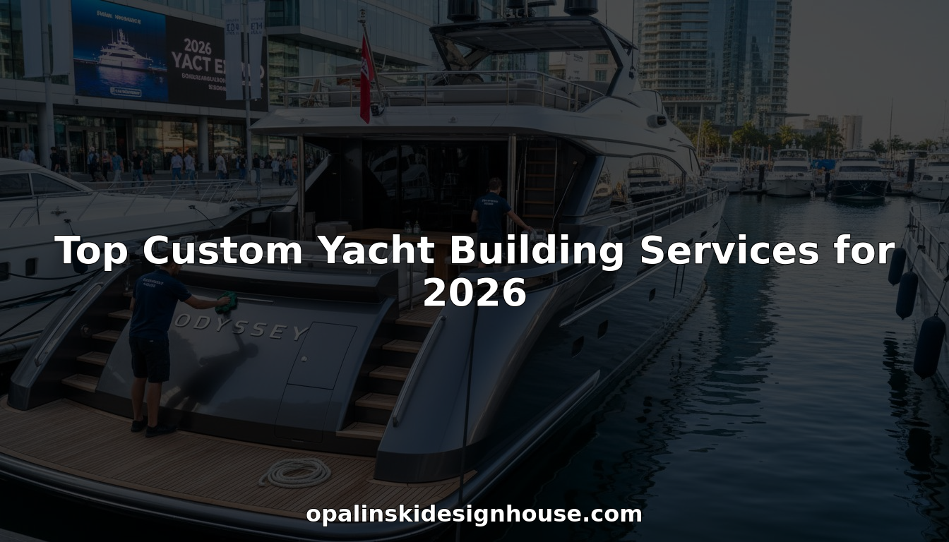 Custom superyacht at marina with crew working