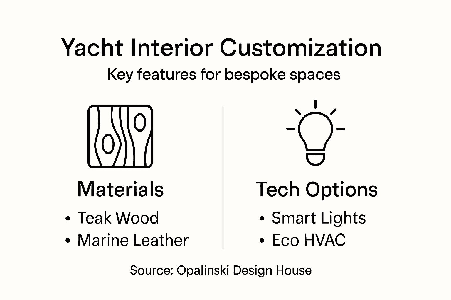 Infographic showing yacht interior features and options