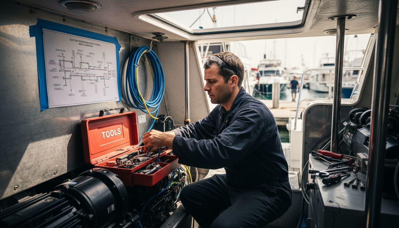 Engineer upgrading yacht propulsion system