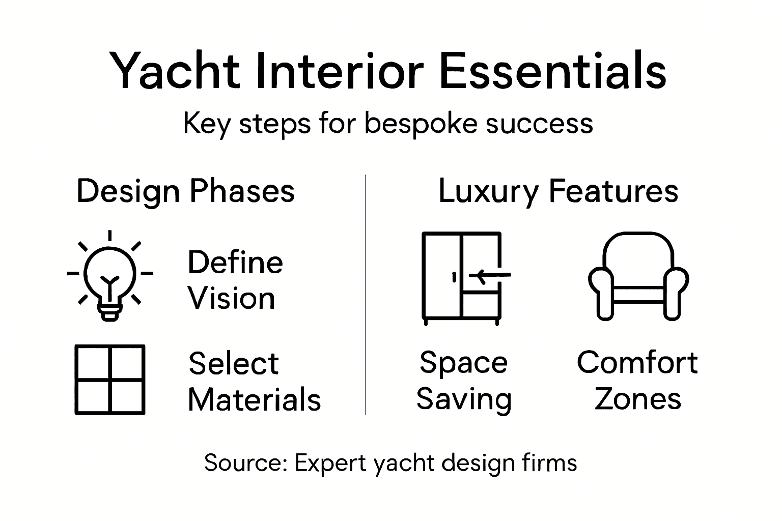 Infographic of steps in yacht interior bespoke design