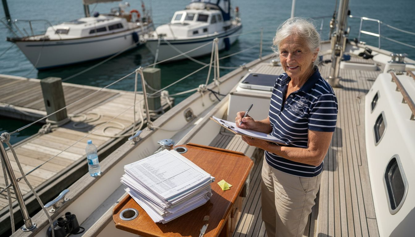 Woman reviewing cruising yacht fleet