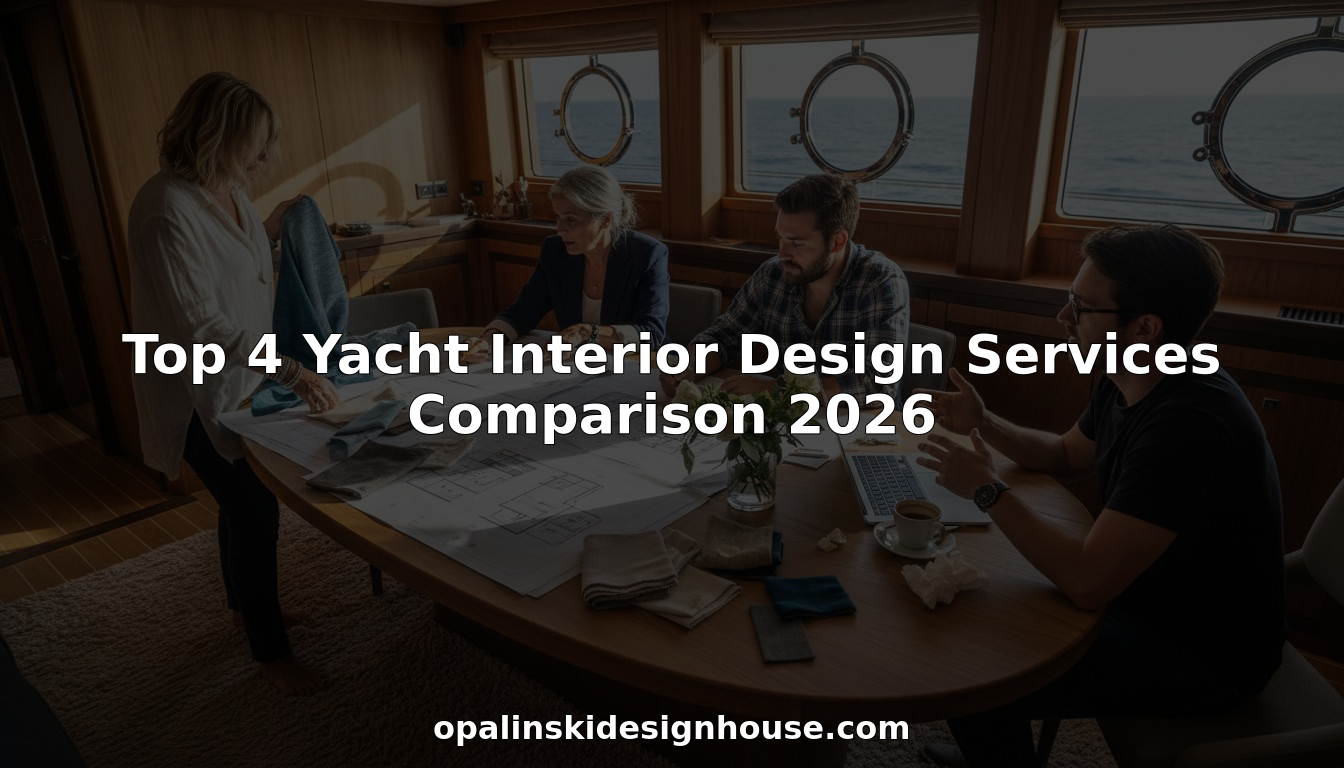 Yacht interior designers collaborating in yacht conference room