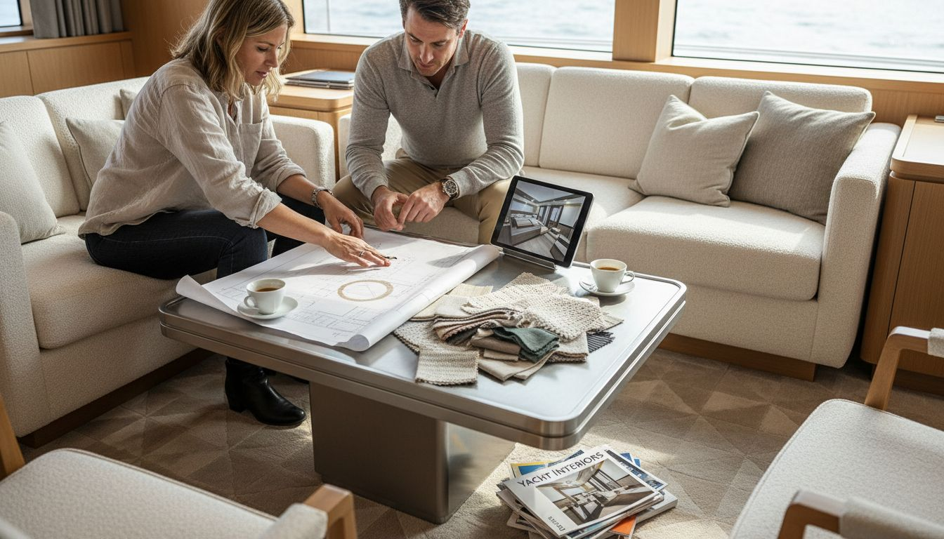 Designer and client discuss custom yacht interior