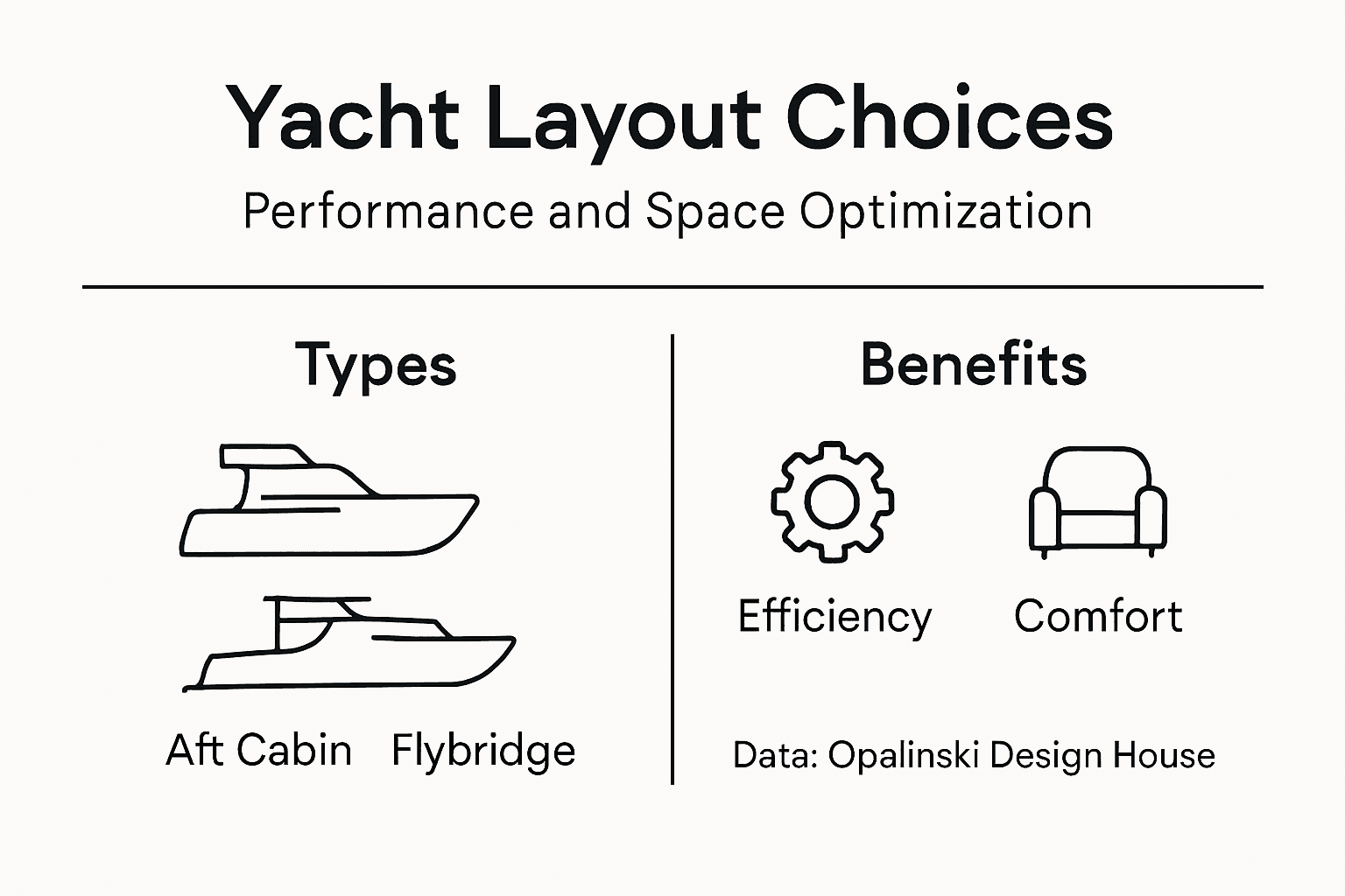 Infographic showing yacht layout benefits and types