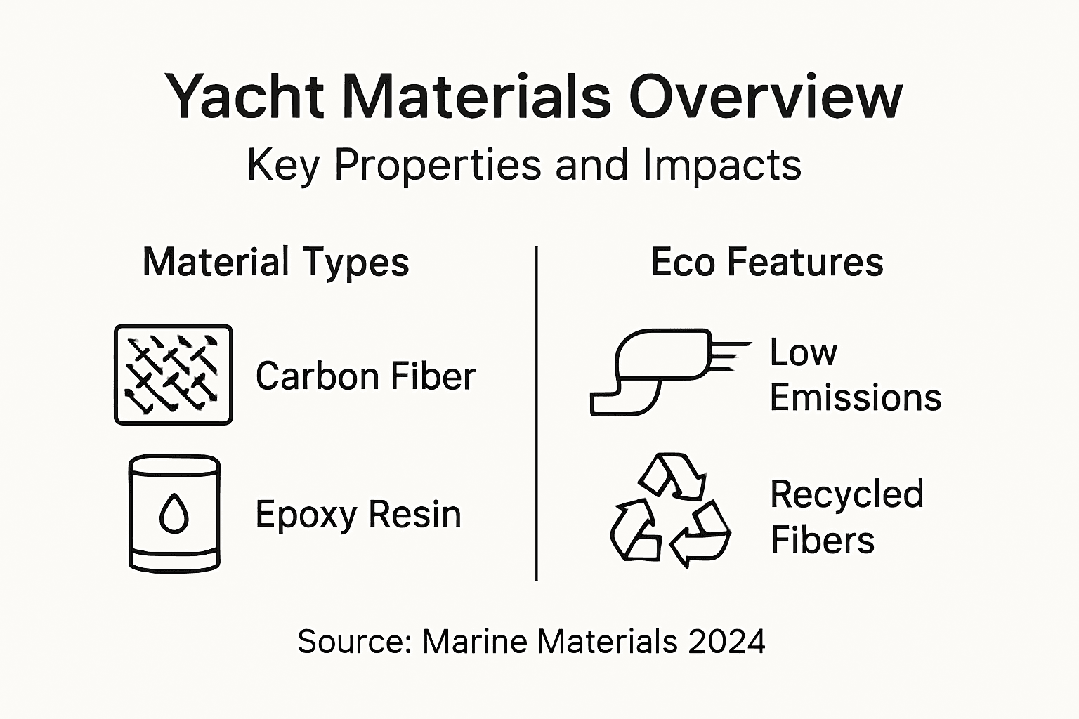 Infographic comparing yacht materials