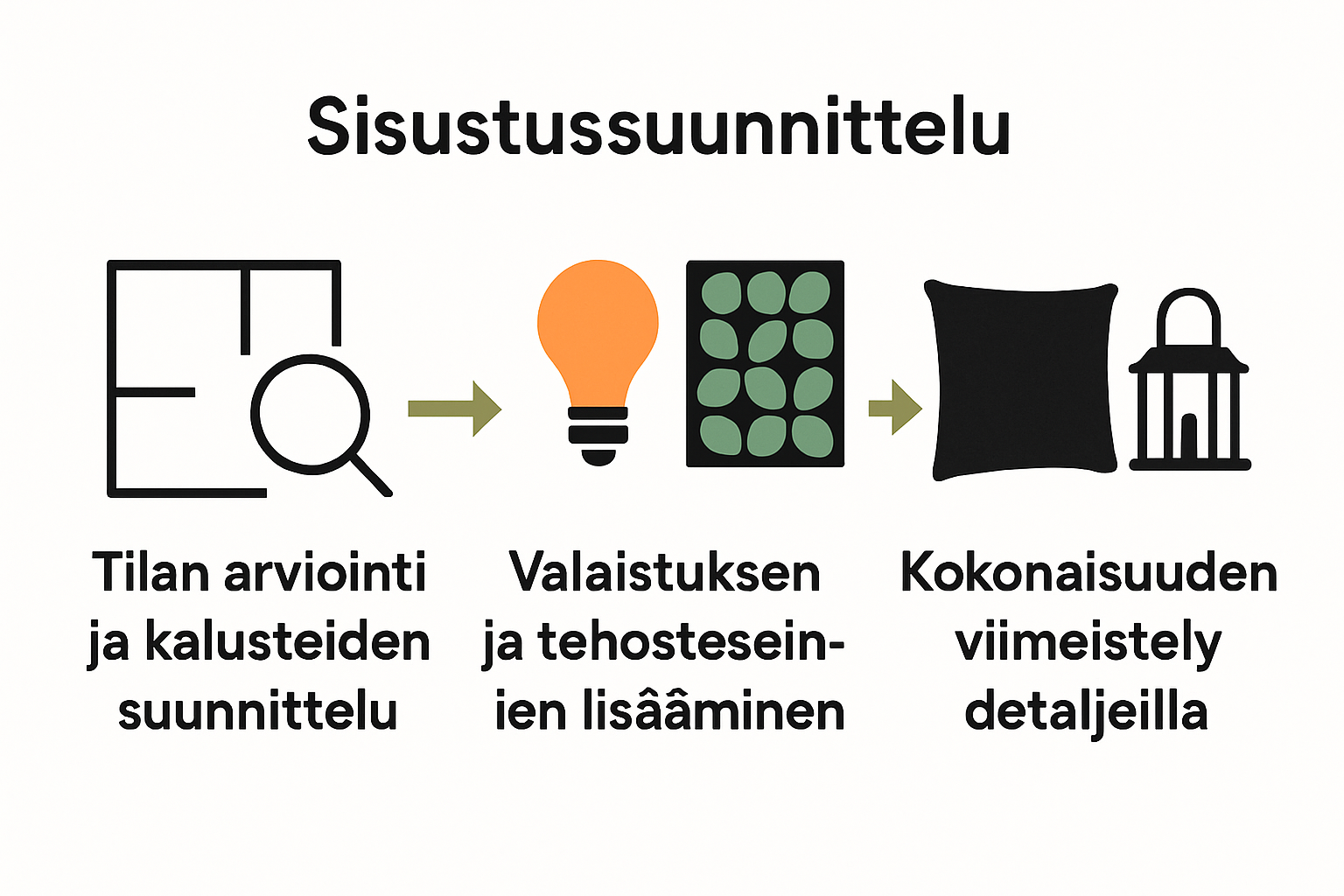 Terassin suunnitteluprosessin kolme vaihetta visuaalisesti
