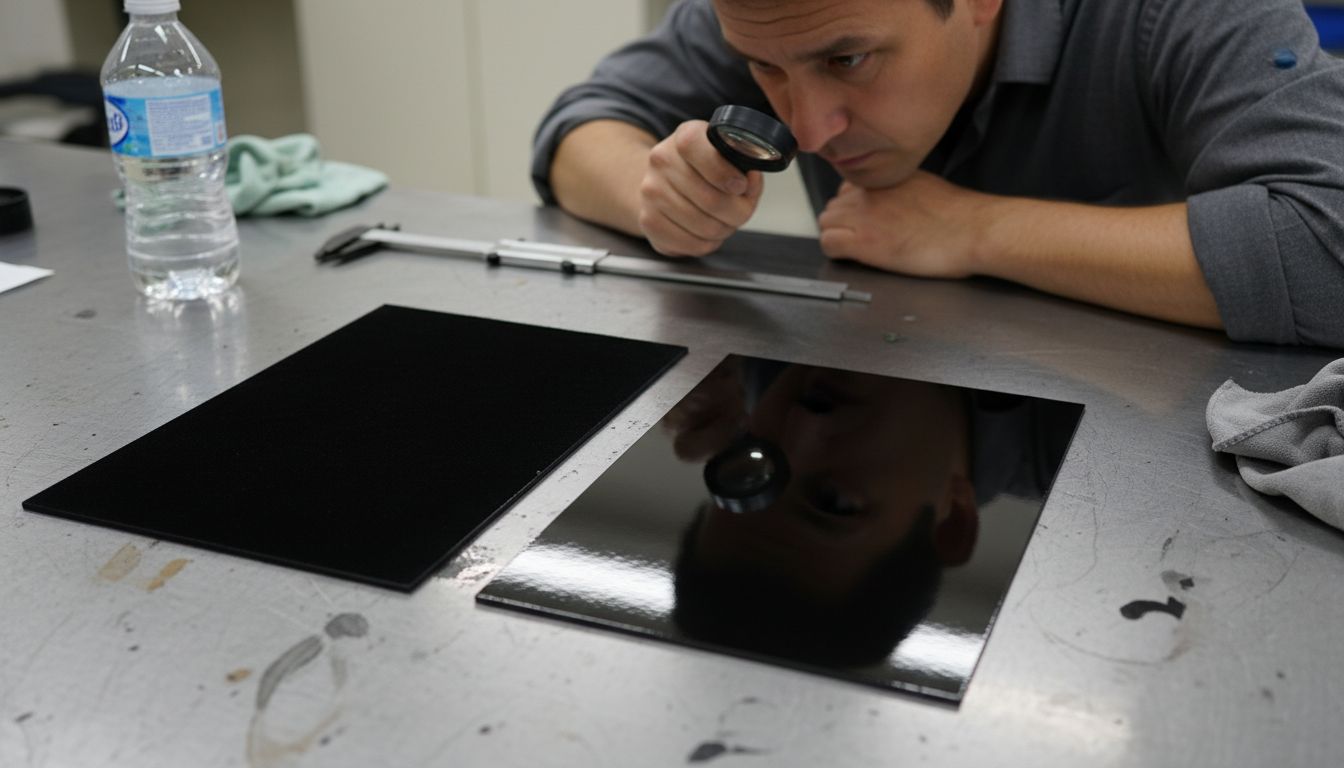 Lab test comparing two black panels