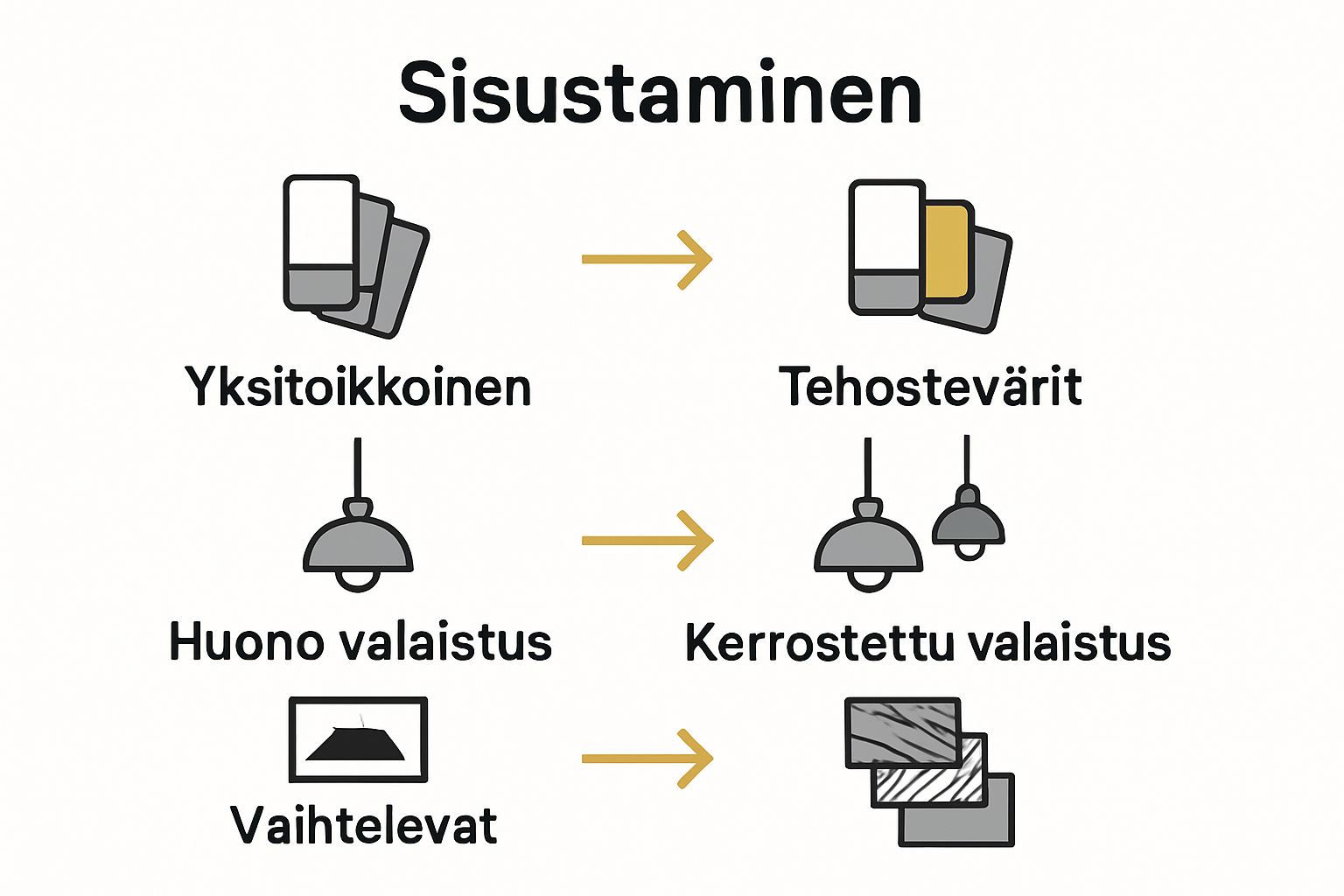 Infographic showing common and better interior choices