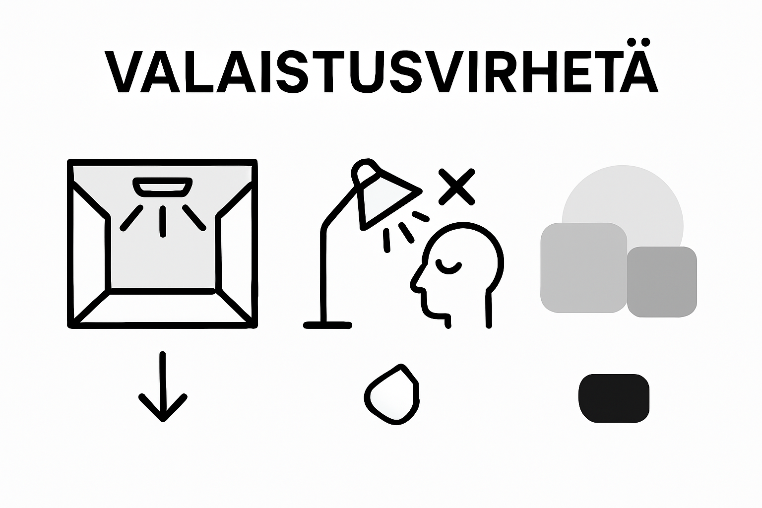 Kolme yleistä valaistusmokaa havainnollistava infograafi