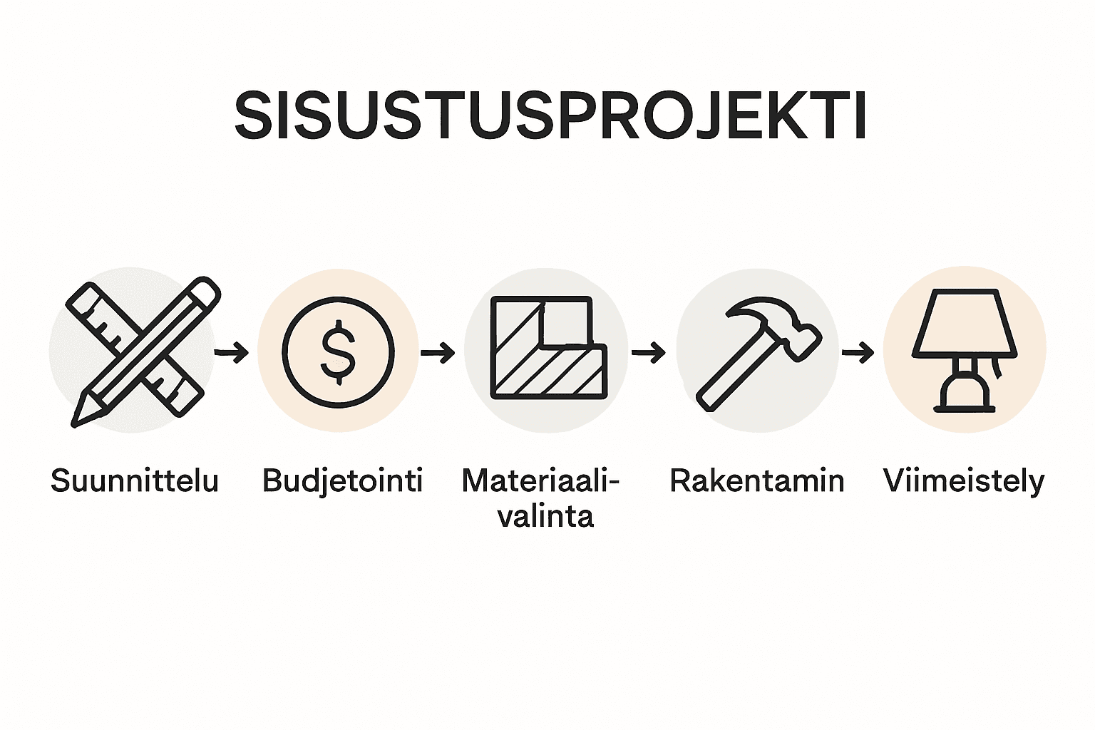 Sisustusprojektin vaiheet kuvina
