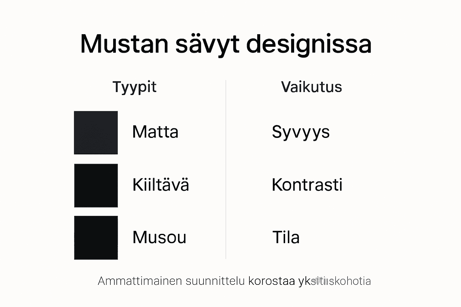 Infografiikka: mustien sävyjen erot graafisessa suunnittelussa