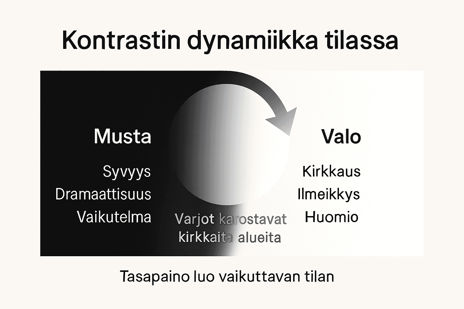 Infografiikka: Näin kontrasti vaikuttaa tilasuunnitteluun