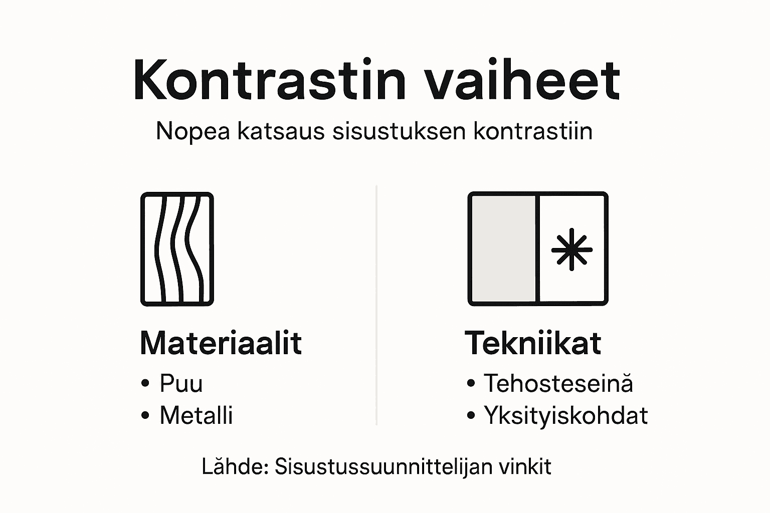 Infografiikka: Näin luot kontrastia sisustukseen