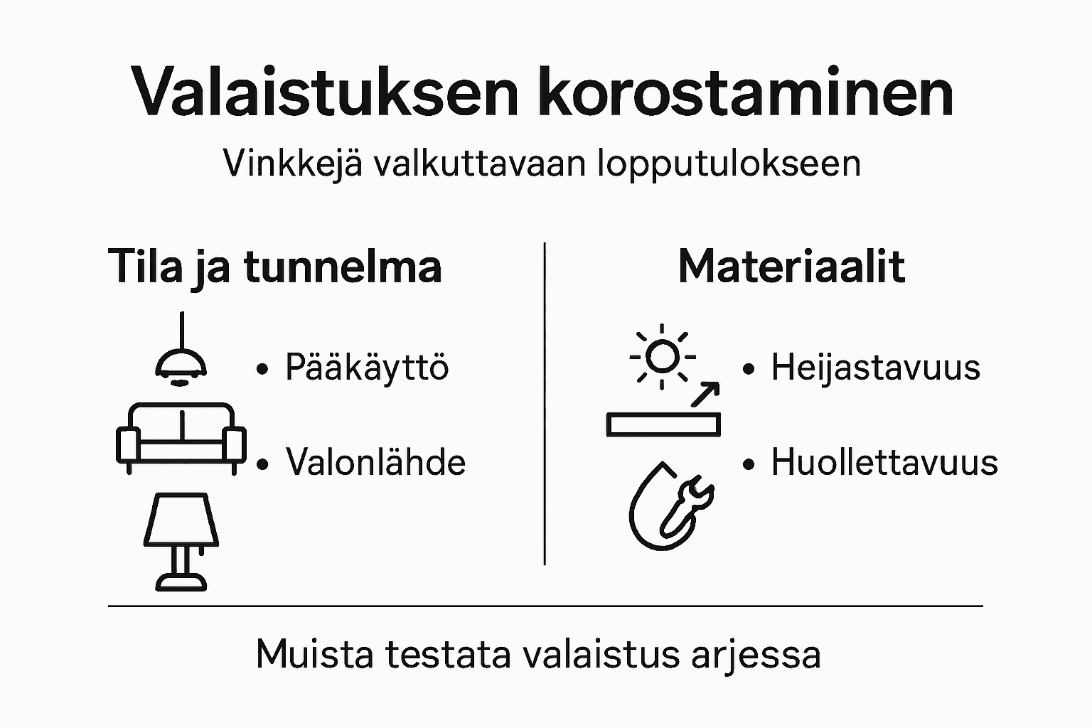 Infografiikka: näin luot tunnelmaa valaistuksella sisustuksessa