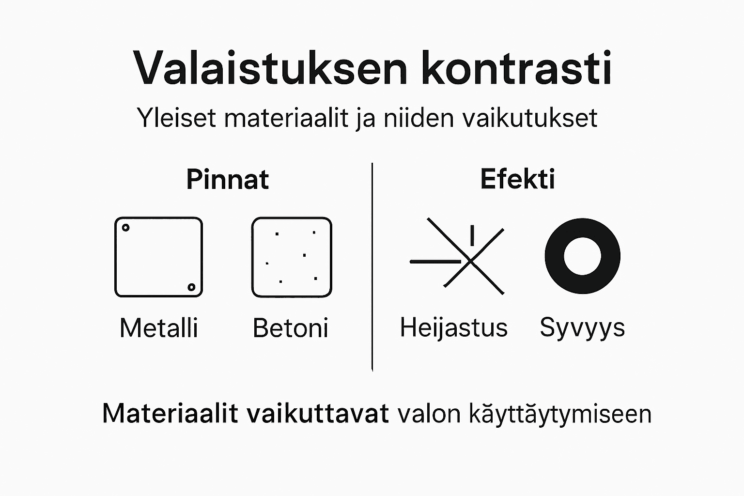 Obraz ilustrujący kontrasty różnych materiałów i oświetlenia
