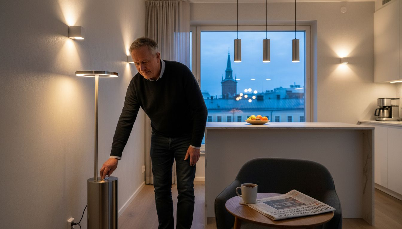 Monipuolinen valaistus tuo tunnelmaa iltaisin olohuoneeseen