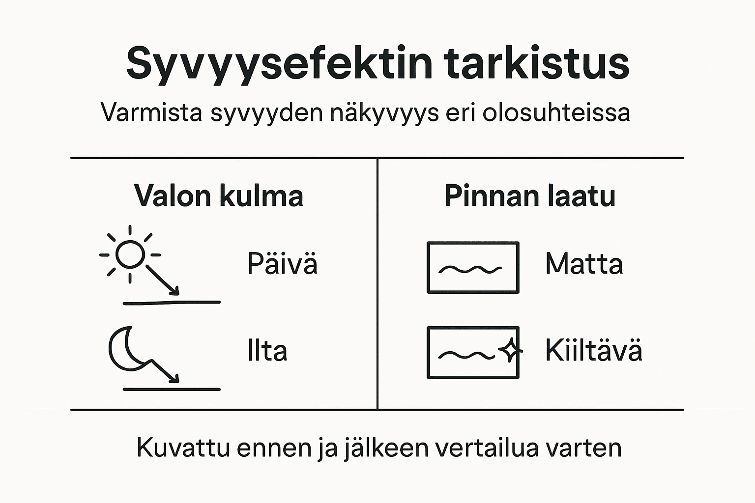 Infograafi: Vaiheittainen opas syvyysvaikutelman tarkistamiseen