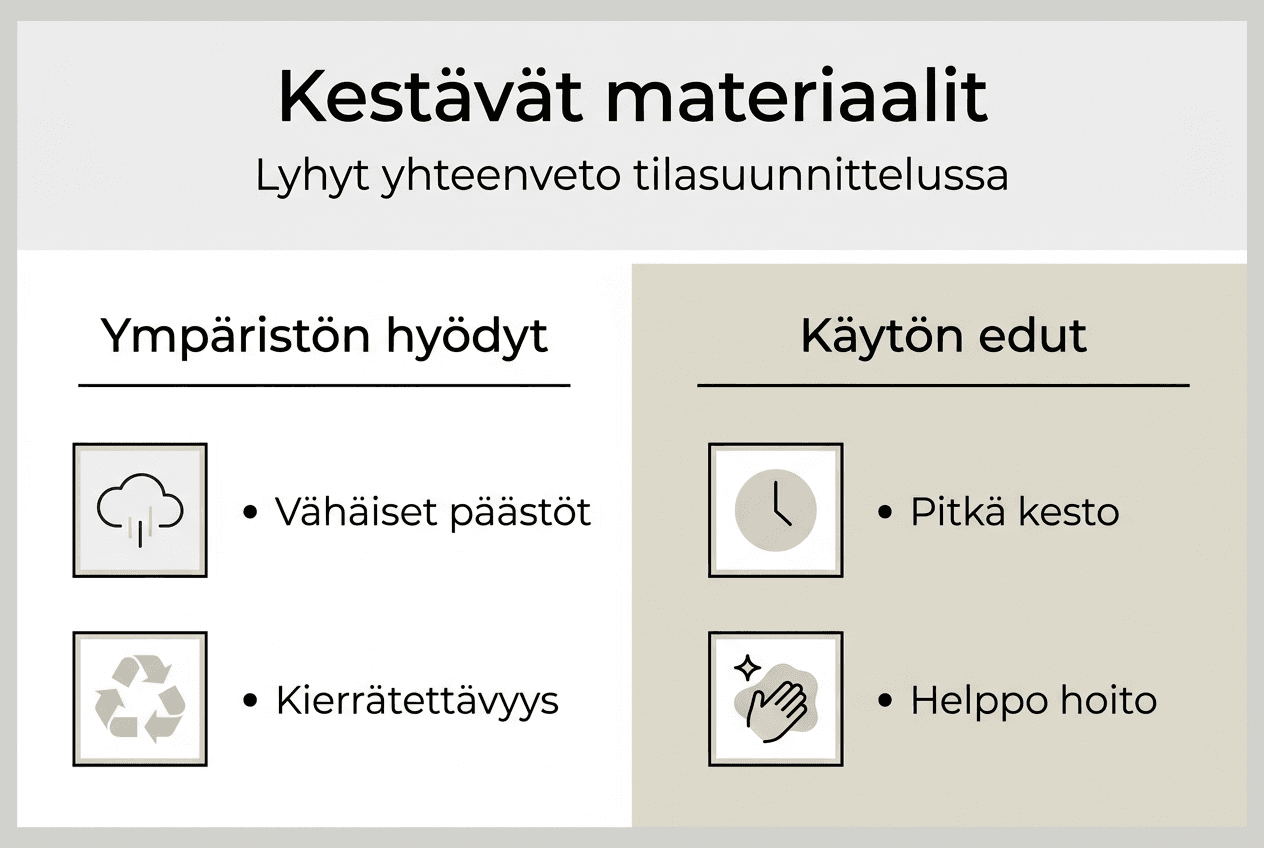 Kestäviä materiaaleja tilasuunnittelussa – visuaalinen tietopaketti