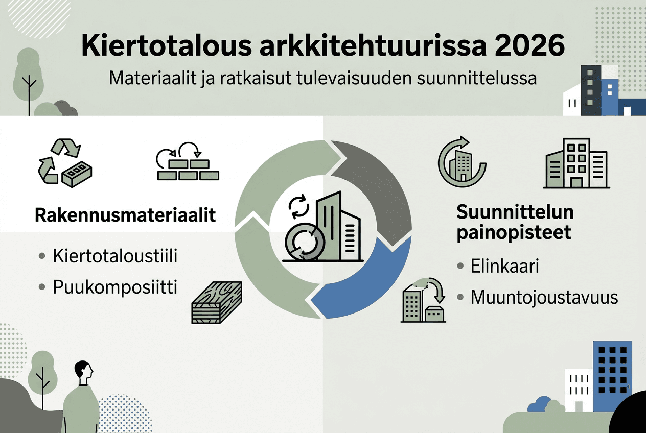 Infografiikka: Kiertotalousmateriaalit rakentamisen uudistajana