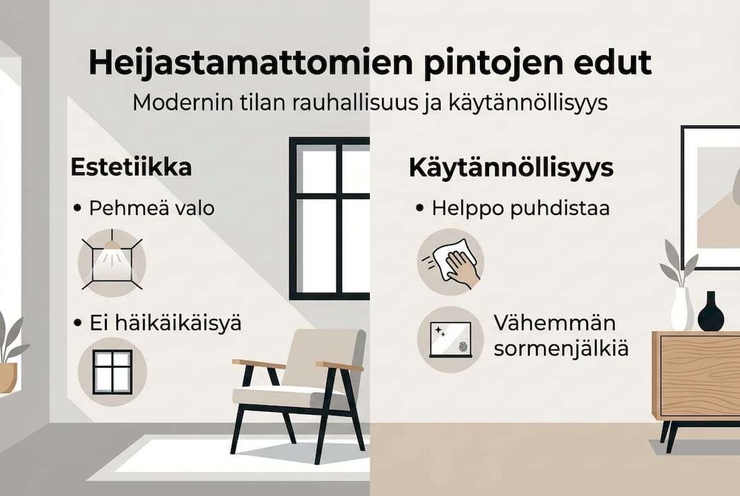 Infografiikka: Miksi kannattaa valita heijastamaton pinta