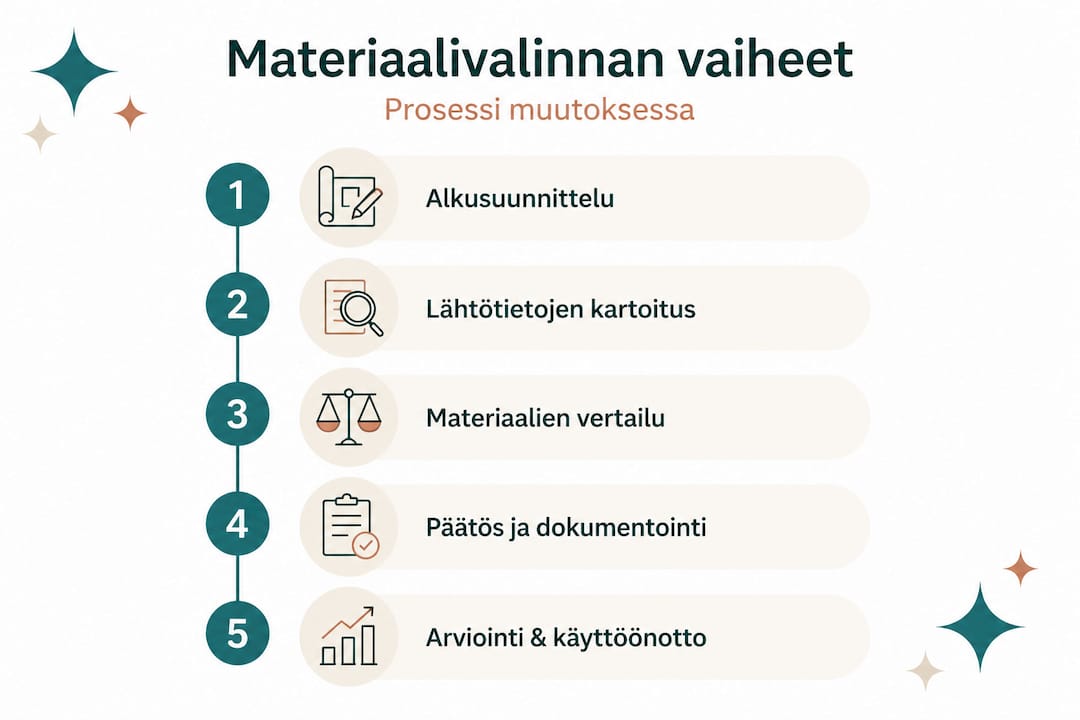Infografika: pięć najważniejszych etapów wyboru materiałów do remontu
