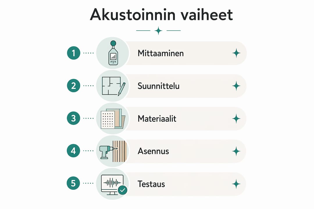 Infografiikka: Näin parannat tilan akustiikkaa vaihe vaiheelta