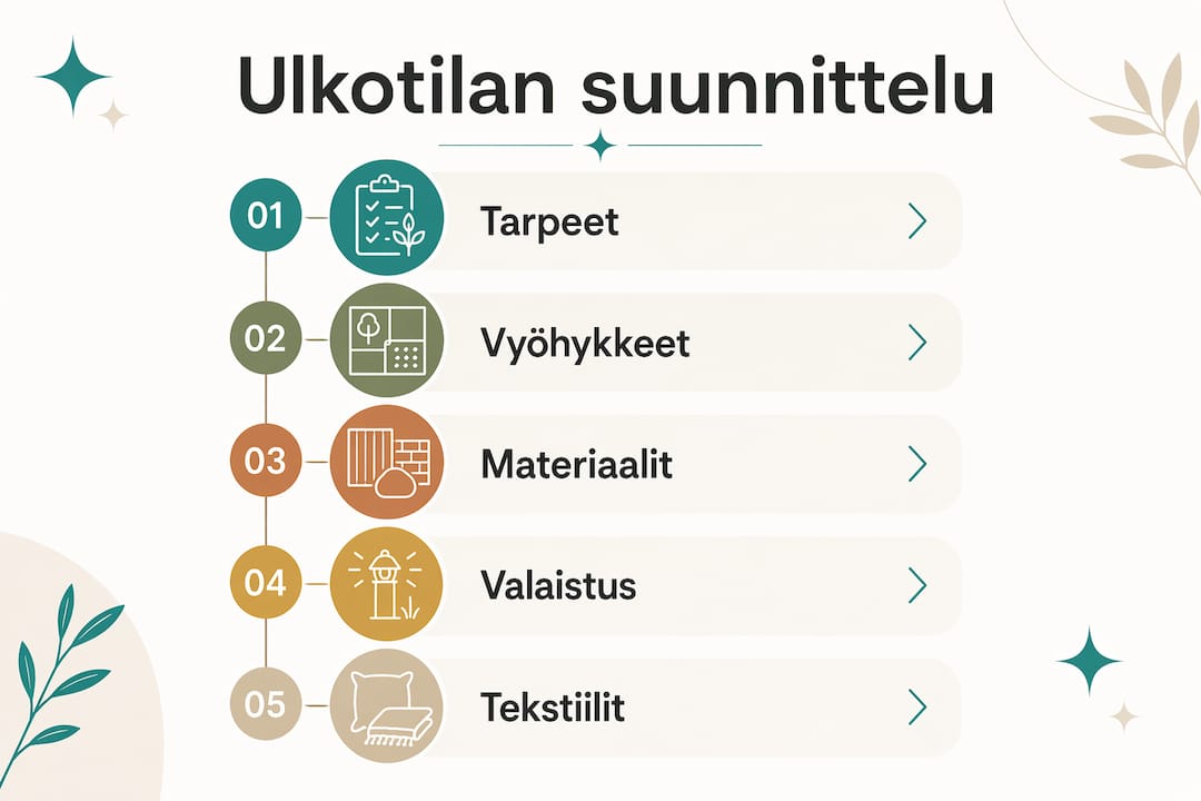 Havainnollistava kuva ulkotilojen suunnittelun eri vaiheista